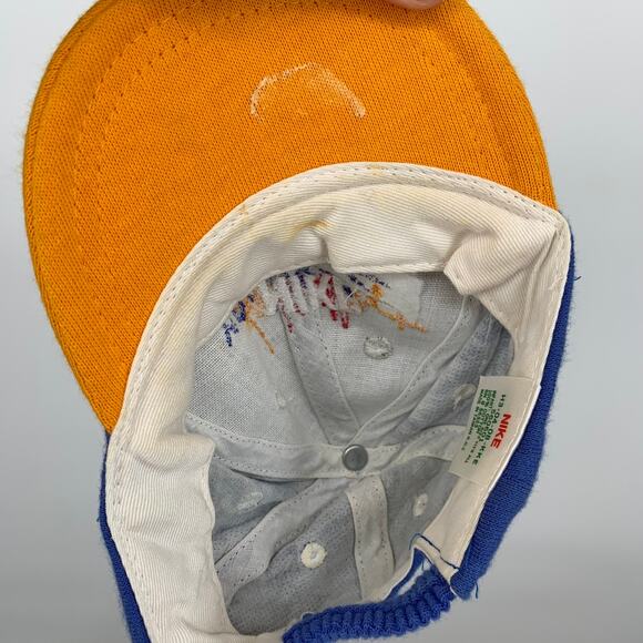 NIKE Vintage Style Kids Blue Yellow Embroidered Logo Hat with Stretch Fit - Picture 5 of 6